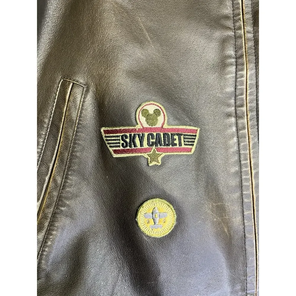 Disney Store Special Air Patrol MICKEY MOUSE Pilot Leather Bomber Jacket Medium